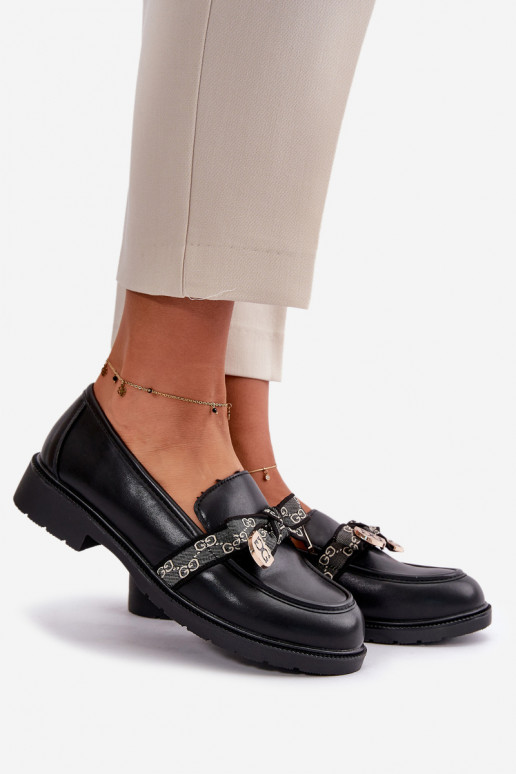  Mokasinai su kaspinais S.Barski HY42-331 Juodos spalvos