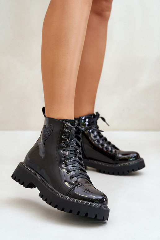 su lako efektu Moteriški aulinukai   su širdelėmism Juodos spalvos Obeena su lako efektu Moteriški aulinukai   su širdelėmism Juodos spalvos Obeena