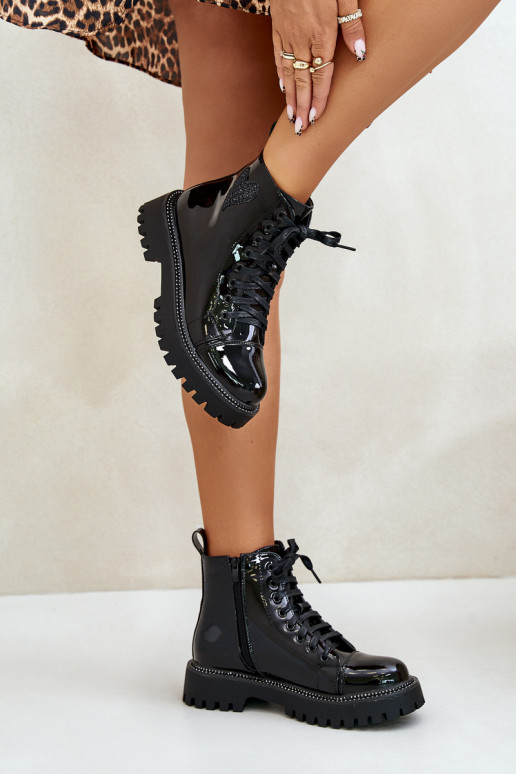 su lako efektu Moteriški aulinukai   su širdelėmism Juodos spalvos Obeena su lako efektu Moteriški aulinukai   su širdelėmism Juodos spalvos Obeena