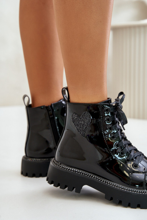 su lako efektu Moteriški aulinukai   su širdelėmism Juodos spalvos Obeena su lako efektu Moteriški aulinukai   su širdelėmism Juodos spalvos Obeena