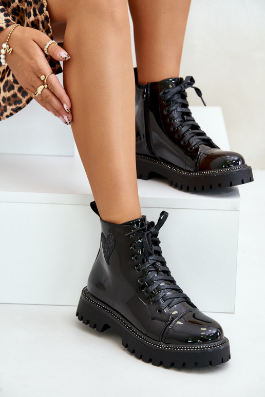 su lako efektu Moteriški aulinukai   su širdelėmism Juodos spalvos Obeena su lako efektu Moteriški aulinukai   su širdelėmism Juodos spalvos Obeena