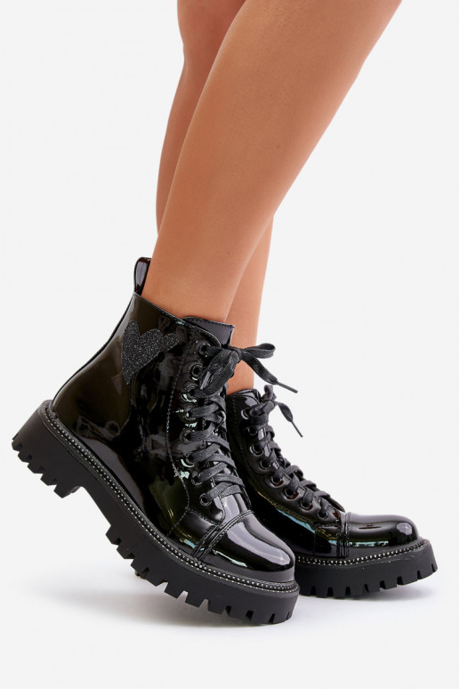 su lako efektu Moteriški aulinukai   su širdelėmism Juodos spalvos Obeena su lako efektu Moteriški aulinukai   su širdelėmism Juodos spalvos Obeena