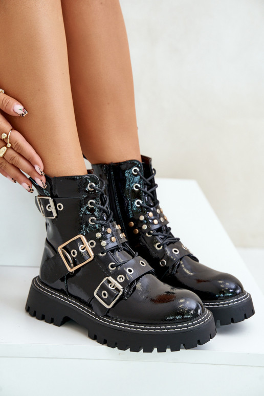 su lako efektu aulinukai su sagtimis Juodos spalvos Serizia