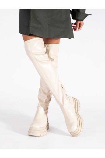 kreminės spalvos ilgaauliai su platforma