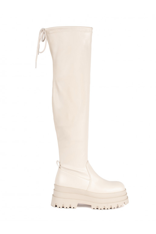 kreminės spalvos ilgaauliai su platforma