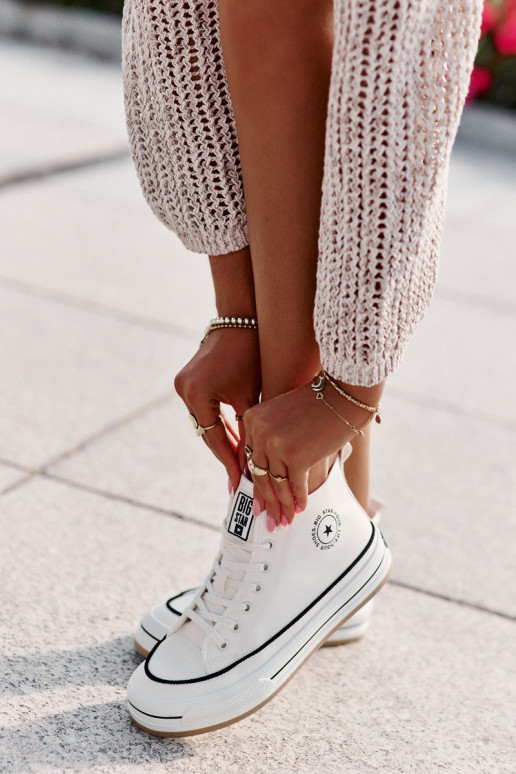 pašiltinti Laisvalaikio bateliai su platforma Eko   Big Star OO274061 baltos spalvos