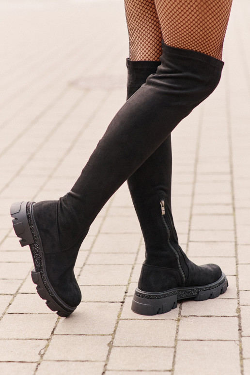 moteriški ilgaauliai batai virš kelių iš eko zomšosowe Juodos spalvos Irithalla moteriški ilgaauliai batai virš kelių iš eko zomšosowe Juodos spalvos Irithalla