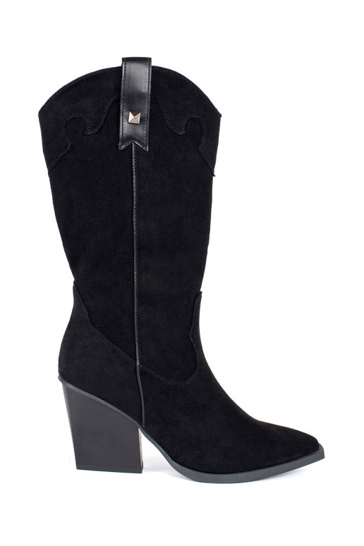 Juodos spalvos iš zomšos kaubojiško stiliaus 