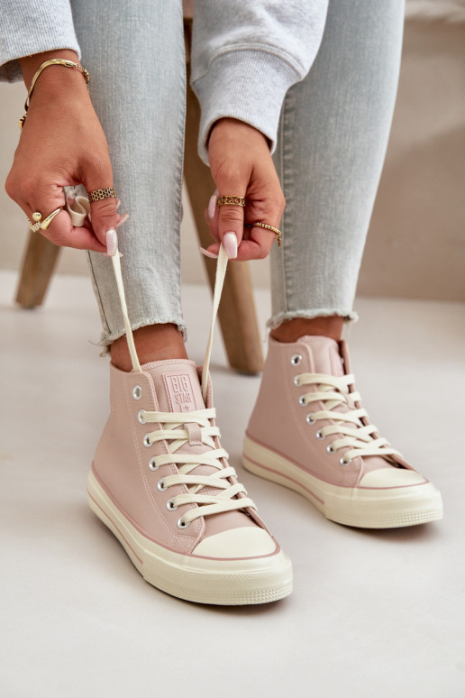 Laisvalaikio bateliai pašiltinti iš eko odos rožinės spalvos Big Star OO274933