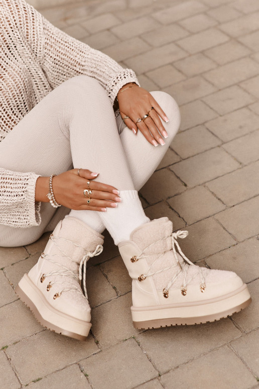 sniego batai  su platforma ir stilingomis detalėmis dramblio kaulo spalvos Riaviana sniego batai  su platforma ir stilingomis detalėmis dramblio kaulo spalvos Riaviana