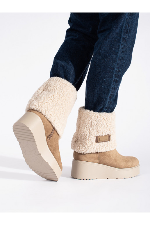 smėlio spalvos su pašiltinimu moteriški batai 