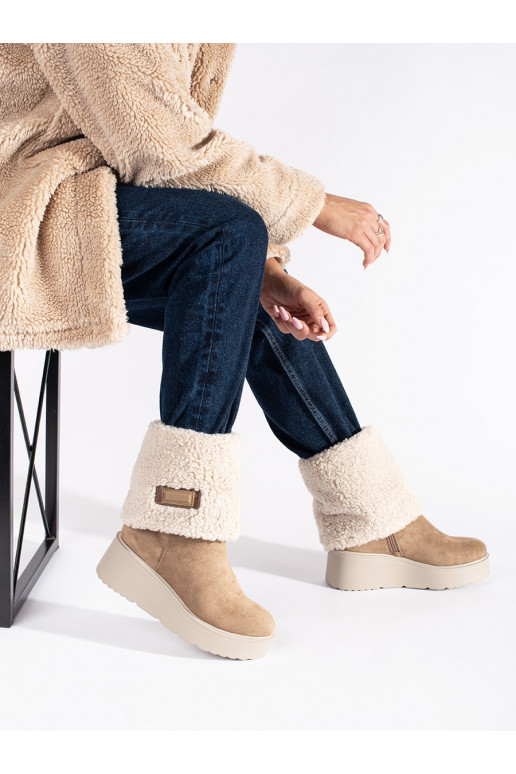 smėlio spalvos su pašiltinimu moteriški batai 