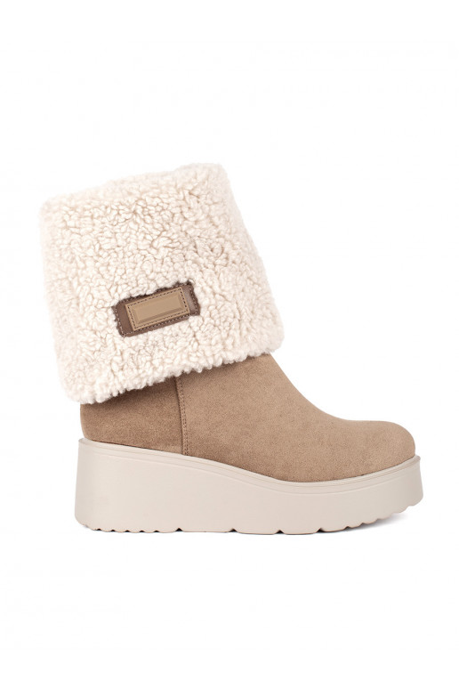 smėlio spalvos su pašiltinimu moteriški batai 