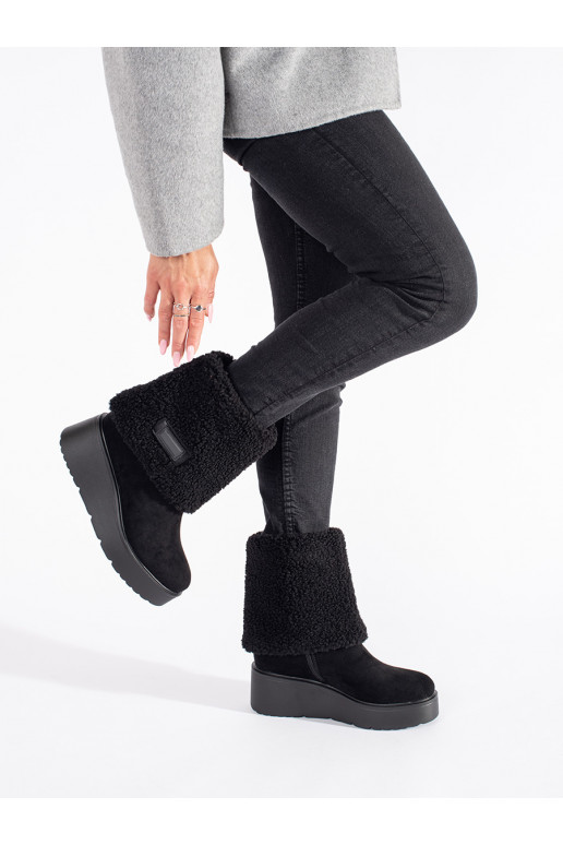 Juodos spalvos su pašiltinimu moteriški batai 
