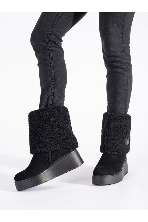 Juodos spalvos su pašiltinimu moteriški batai 