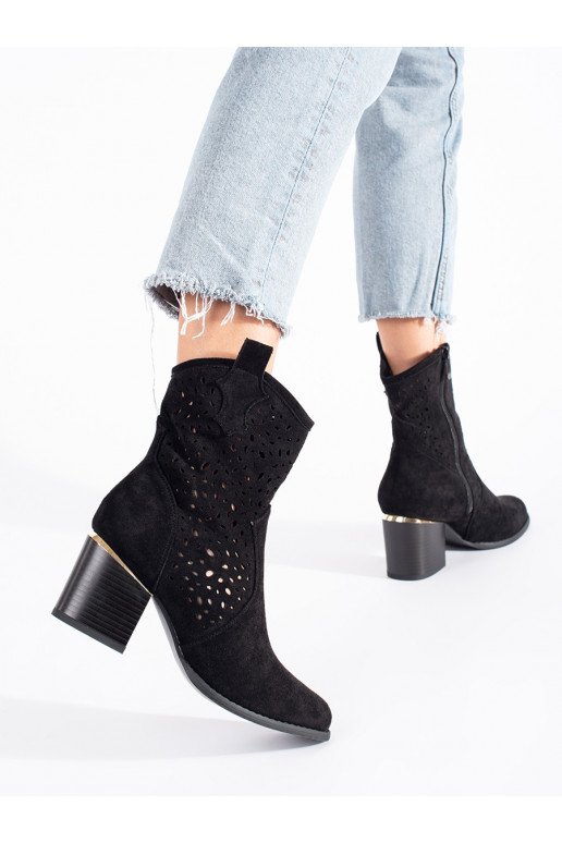 su aužūro elementais batai kaubojiško stiliaus juodos spalvos ant kulno