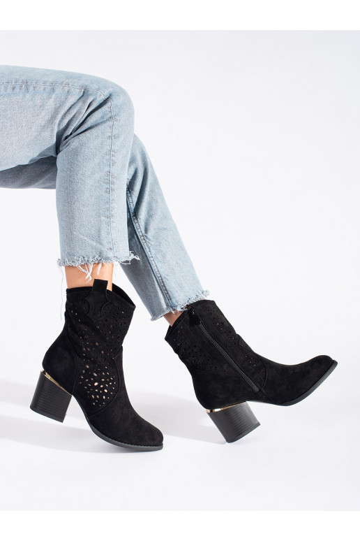 su aužūro elementais batai kaubojiško stiliaus juodos spalvos ant kulno