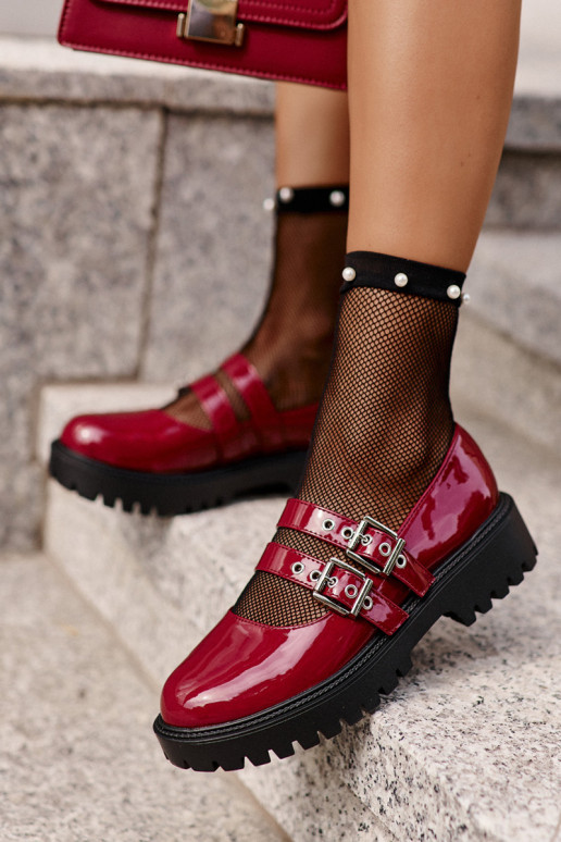 batai  su juostelėmis su lako efektu bordo spalvos Terione