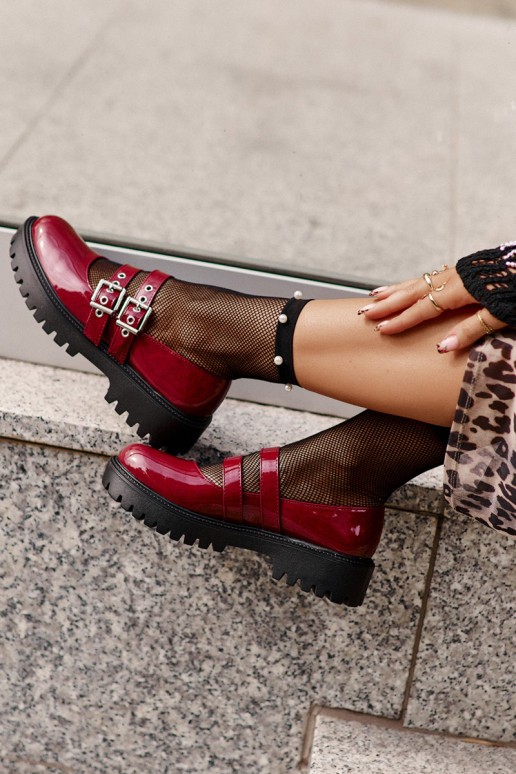 batai  su juostelėmis su lako efektu bordo spalvos Terione