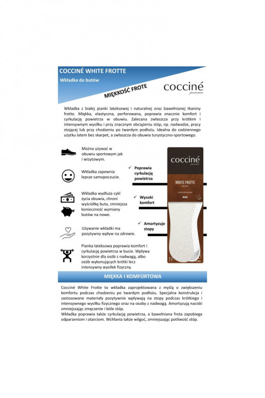 Vidpadžiai Coccine INhite Frotte medvilninis frotinis audinys ant latekso putų 34-41