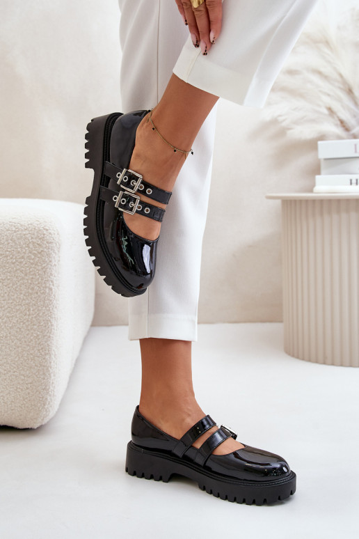 batai  su juostelėmis su lako efektu Juodos spalvos Terione