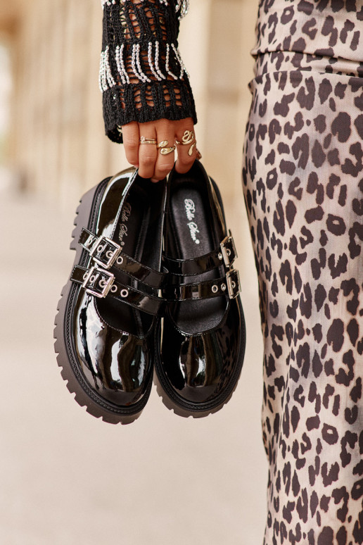 batai  su juostelėmis su lako efektu Juodos spalvos Terione