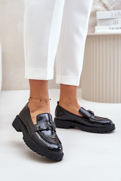 moteriški mokasinai su lako efektu Vinceza 62187 Juodos spalvos