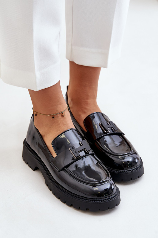 moteriški mokasinai su lako efektu Vinceza 62187 Juodos spalvos