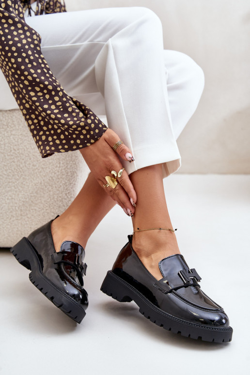 moteriški mokasinai su lako efektu Vinceza 62187 Juodos spalvos