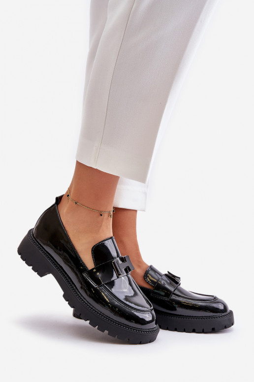 moteriški mokasinai su lako efektu Vinceza 62187 Juodos spalvos