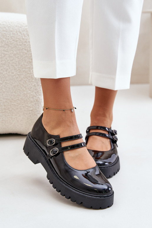 su lako efektu  batai su juostelėmis Juodos spalvos Rialuna