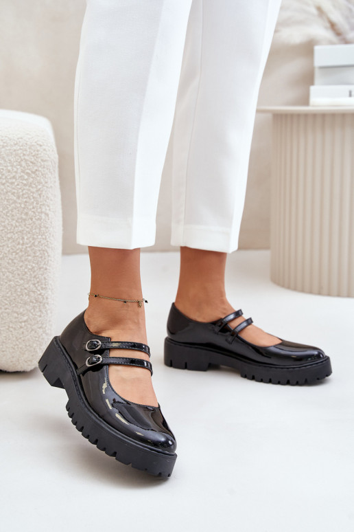 su lako efektu  batai su juostelėmis Juodos spalvos Rialuna