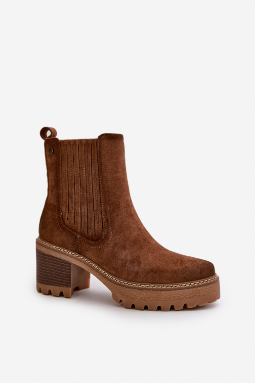 Moteriški aulinukai Z iš eko zomšosu pašiltinti rudos spalvos Nevitas