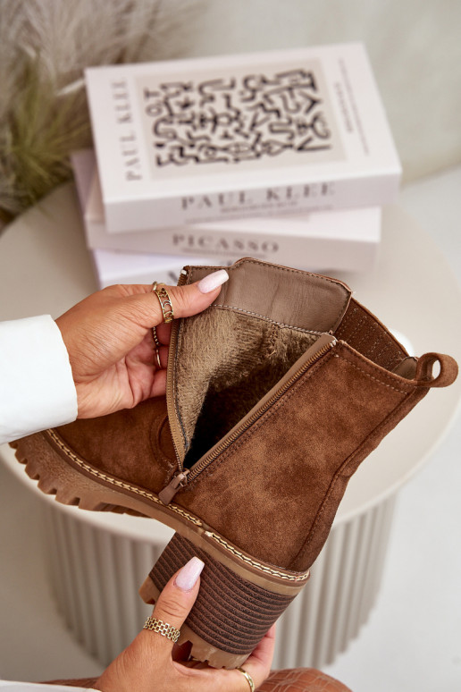 Moteriški aulinukai Z iš eko zomšosu pašiltinti rudos spalvos Nevitas