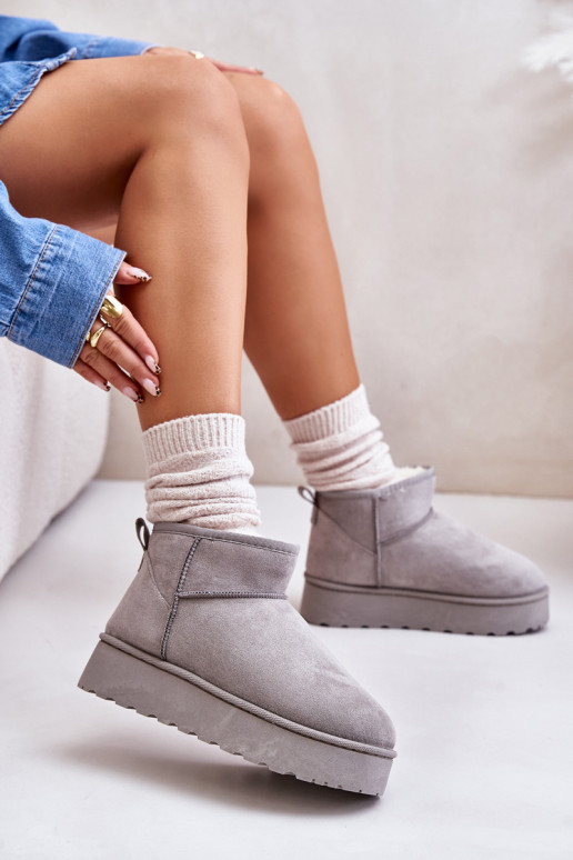 sniego batai  su platforma pašiltinti su kailiuku viduje pilkos spalvos Xamella sniego batai  su platforma pašiltinti su kailiuku viduje pilkos spalvos Xamella