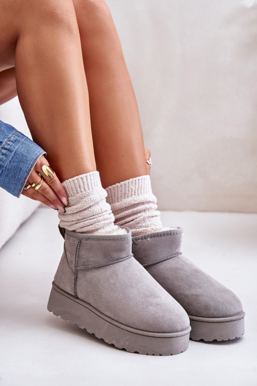 sniego batai  su platforma pašiltinti su kailiuku viduje pilkos spalvos Xamella sniego batai  su platforma pašiltinti su kailiuku viduje pilkos spalvos Xamella