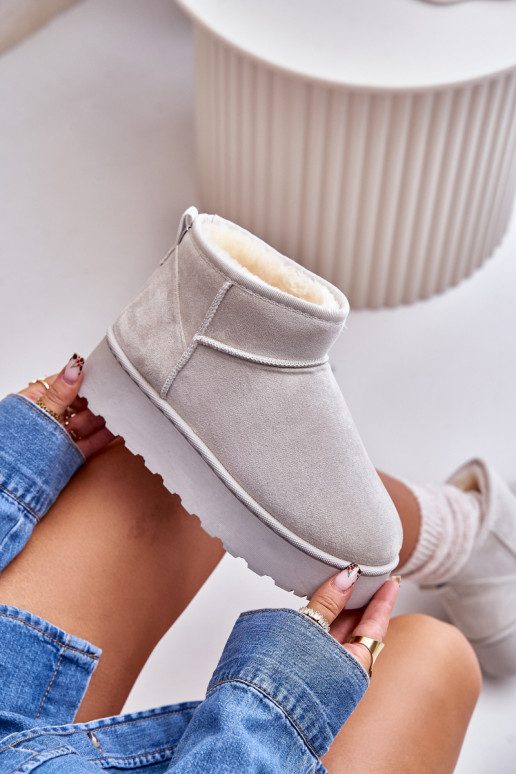 sniego batai  su platforma pašiltinti su kailiuku viduje pilkos spalvos Xamella