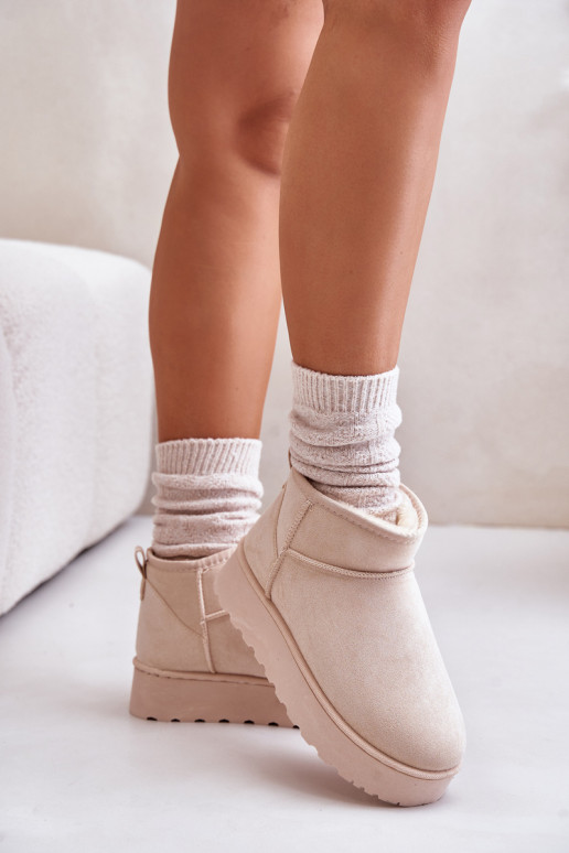 sniego batai  su platforma pašiltinti su kailiuku viduje dramblio kaulo spalvos Xamella