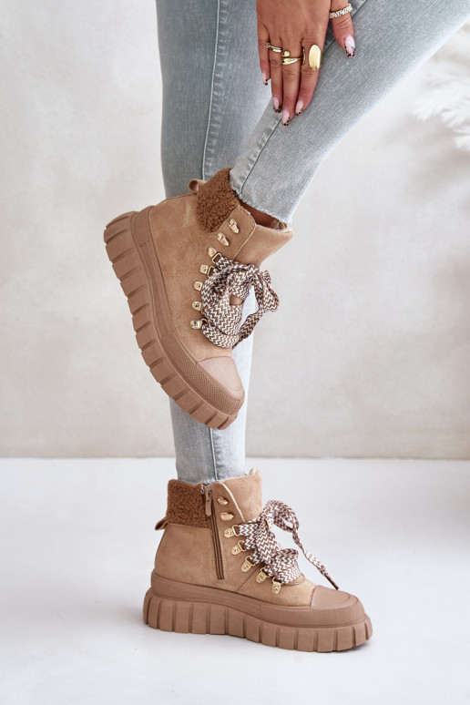  pašiltinti Aulinukai batai su platforma rudos spalvos Alcyhen