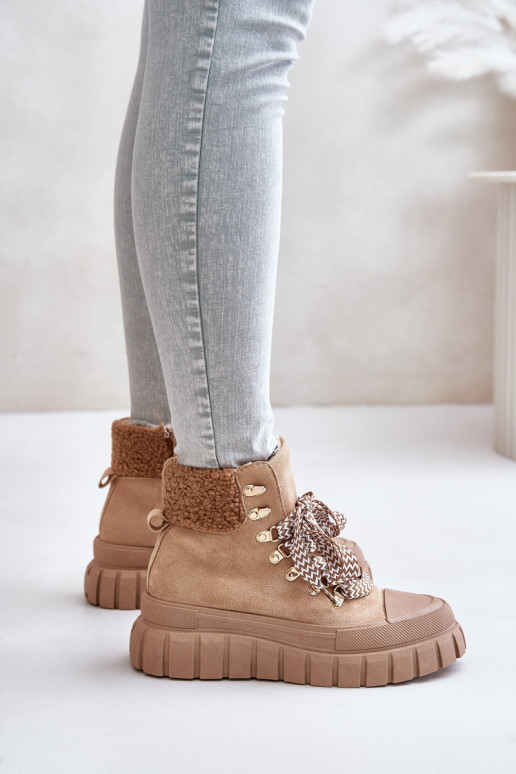  pašiltinti Aulinukai batai su platforma rudos spalvos Alcyhen