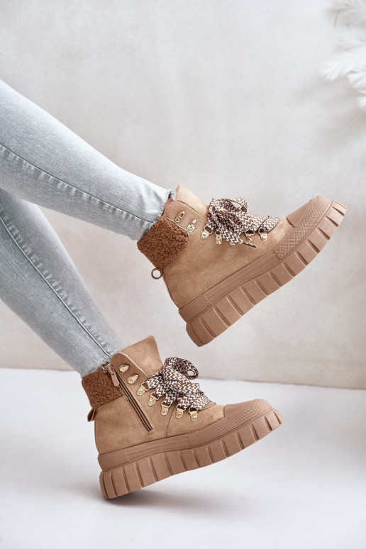  pašiltinti Aulinukai batai su platforma rudos spalvos Alcyhen