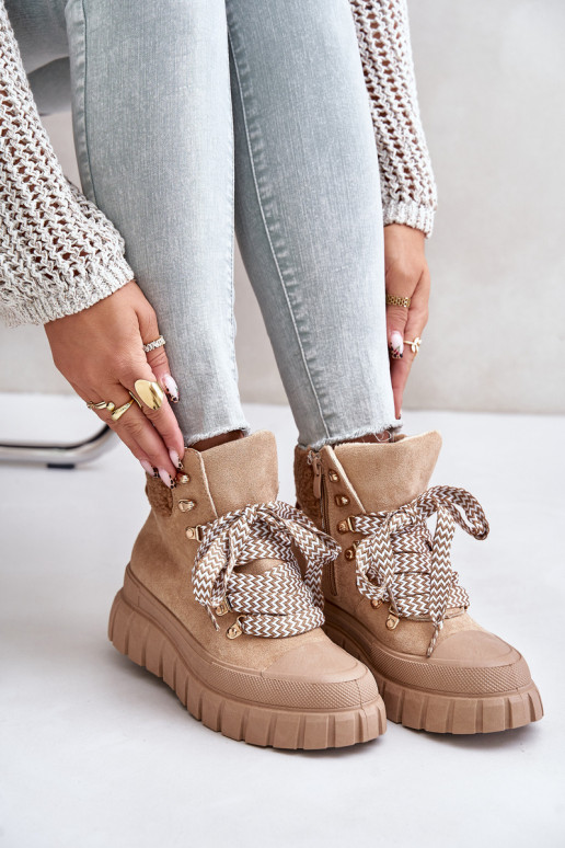  pašiltinti Aulinukai batai su platforma rudos spalvos Alcyhen