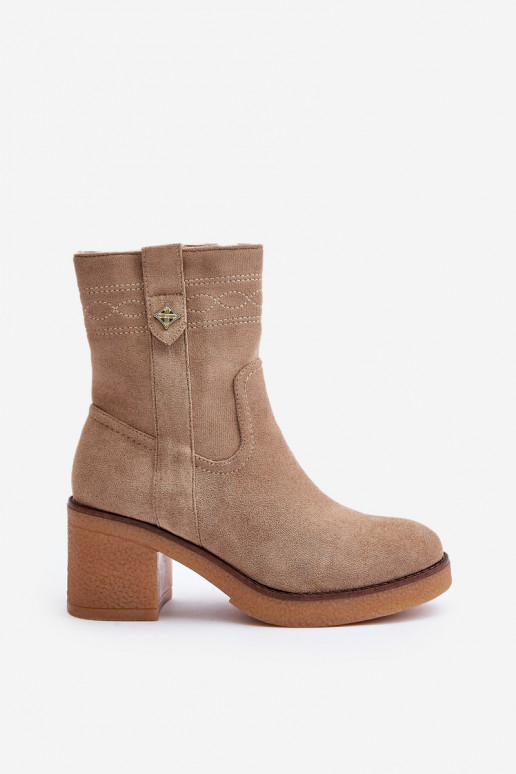 pašiltinti Moteriški aulinukai su kulniukais  smėlio spalvos Vailia