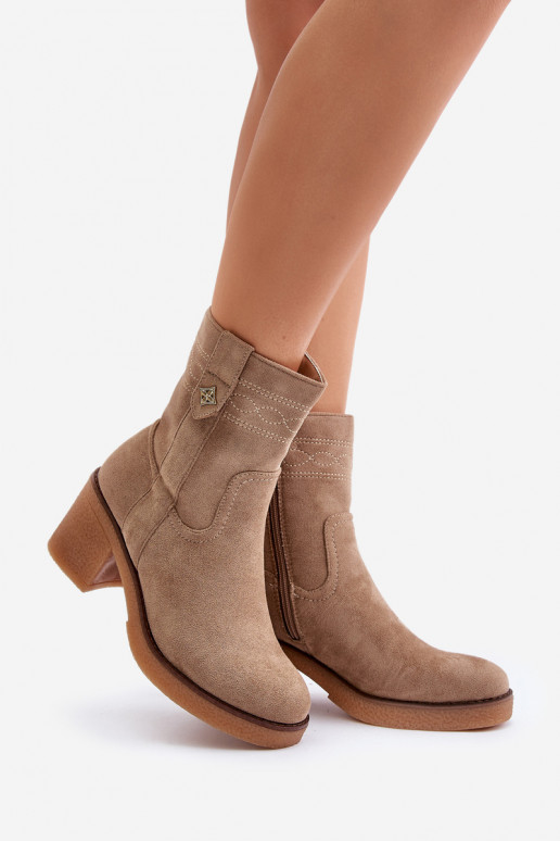 pašiltinti Moteriški aulinukai su kulniukais  smėlio spalvos Vailia