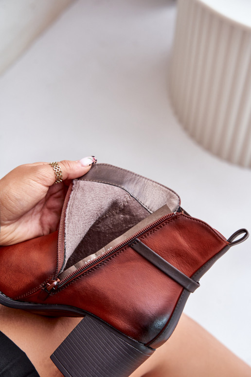 Moteriški aulinukai su kulniukais  pašiltinti su dirželiais rudos spalvos Zinithia