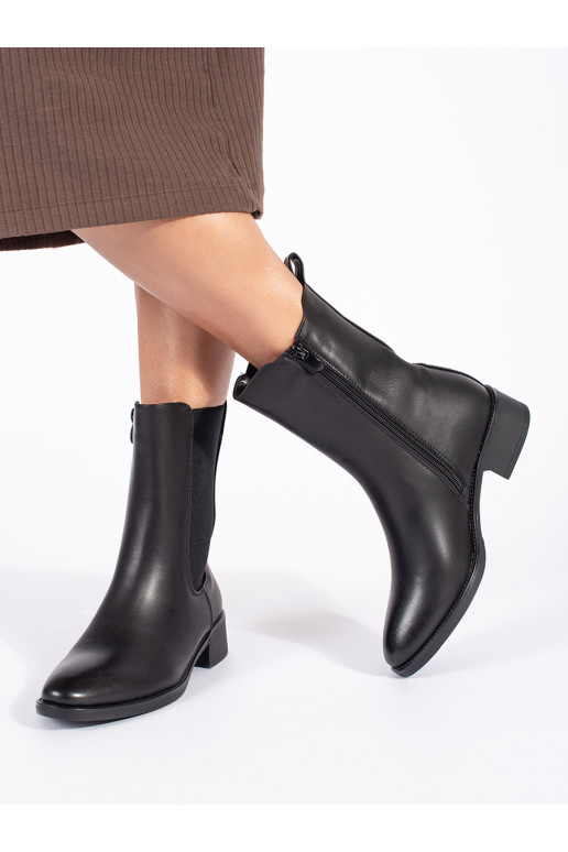 Juodos spalvos Moteriški batai žemu kulnu
