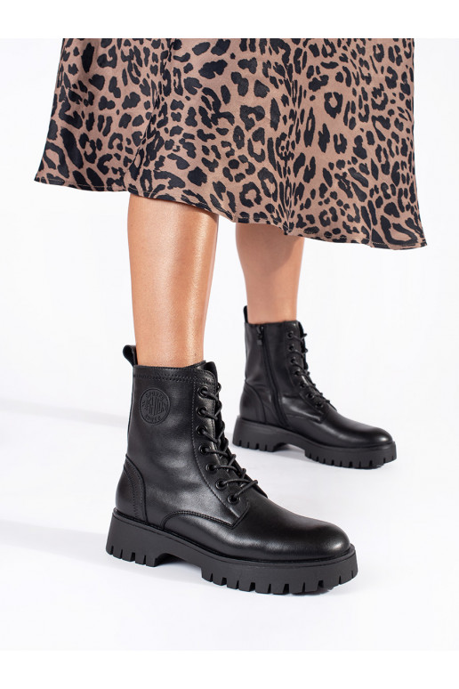 Juodos spalvos su raištukais moteriški batai su platforma Sergio Leone Juodos spalvos su raištukais moteriški batai su platforma Sergio Leone