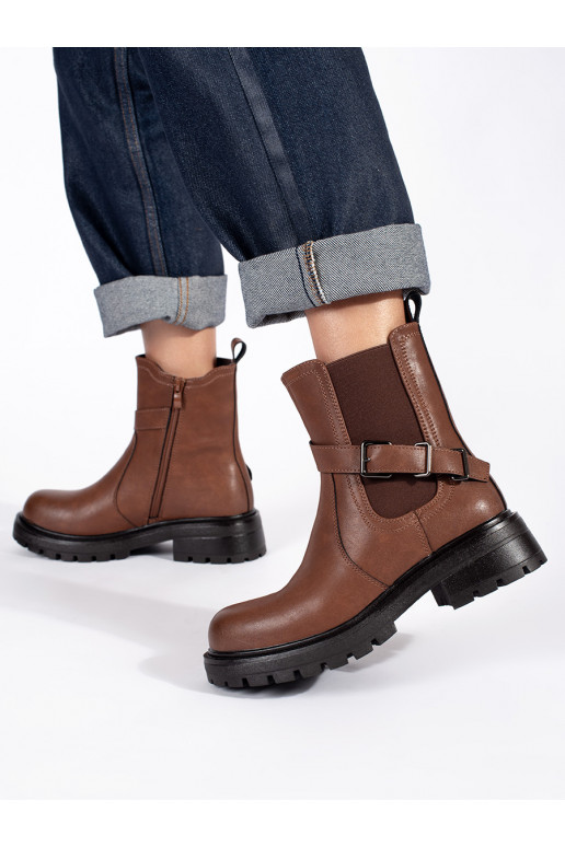 rudos spalvos   Moteriški batai su platforma Sergio Leone rudos spalvos   Moteriški batai su platforma Sergio Leone