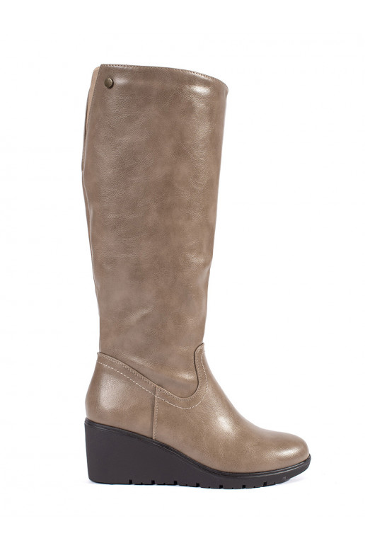 smėlio spalvos ilgaauliai batai 