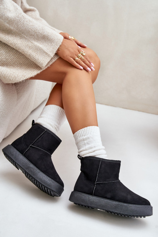  sniego batai su platforma Z iš eko zomšosu Juodos spalvos Atteria